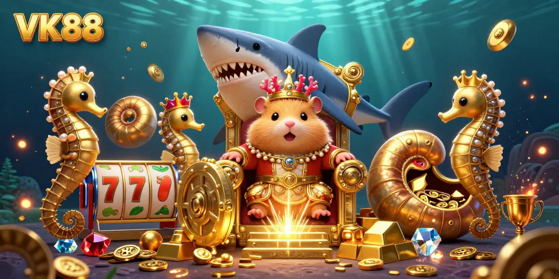Engage with VK88's thrilling slot scene featuring a golden hamster king and treasure bursts.