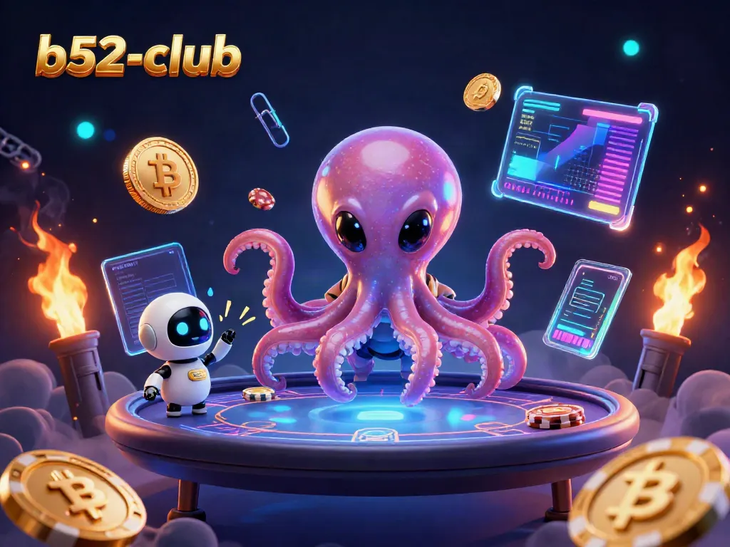 Engage with the exciting b52-club universe, showcasing an alien octopus at a holographic poker table