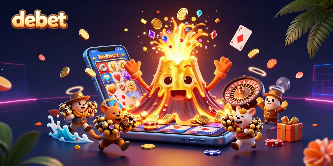 Experience debet's thrilling slots action with vibrant visuals and exciting treasures in this dynamic casino scene.
