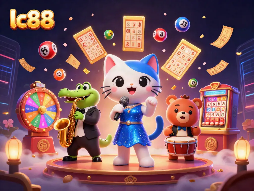 Experience the vibrant excitement of lc88 with our lively casino-themed illustration featuring playful characters and dynamic elements.