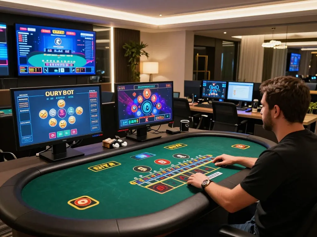 Engaged player enjoying online baccarat on 789f platform in a modern home office
