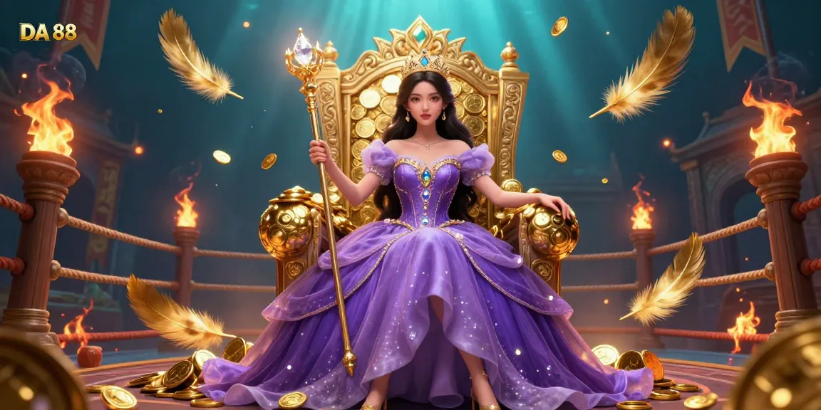 Experience thrilling gameplay at DA 88 with an enchanting princess amidst a dazzling casino backdrop.
