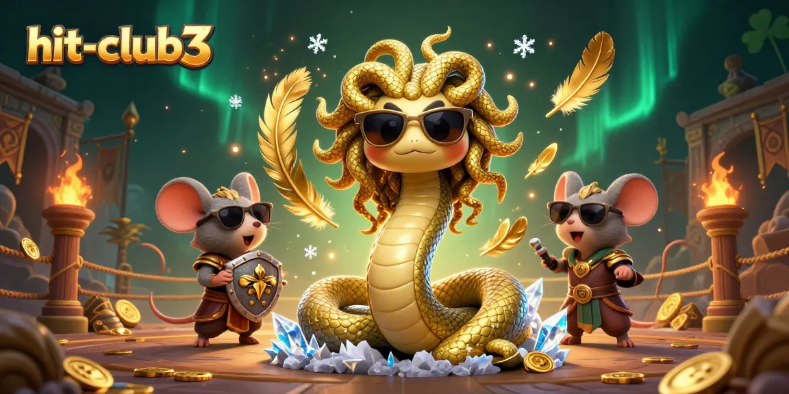 Experience hit-club3 with Medusa and a warrior mouse winning slots amidst vibrant casino elements.