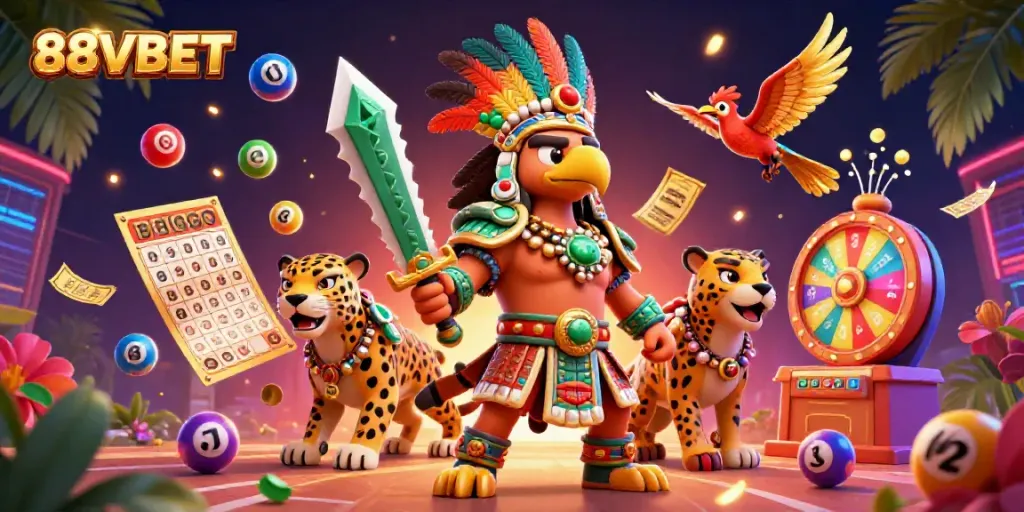 Gameplay excitement at 88VBET with dynamic elements and colorful prizes in a vibrant scene.