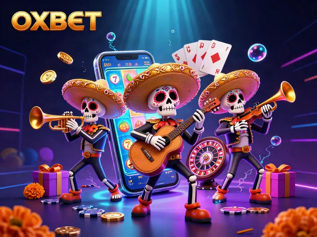 Experience thrilling action with OXBET and vibrant gaming elements in a stunning 3D illustration.