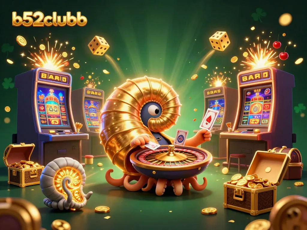 Spin the b52clubb roulette with a giant nautilus and dazzling slot machine elements.