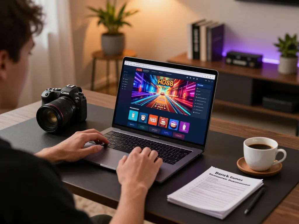 Engaging in online gameplay on the hd88 platform with vibrant game visuals and strategic notes