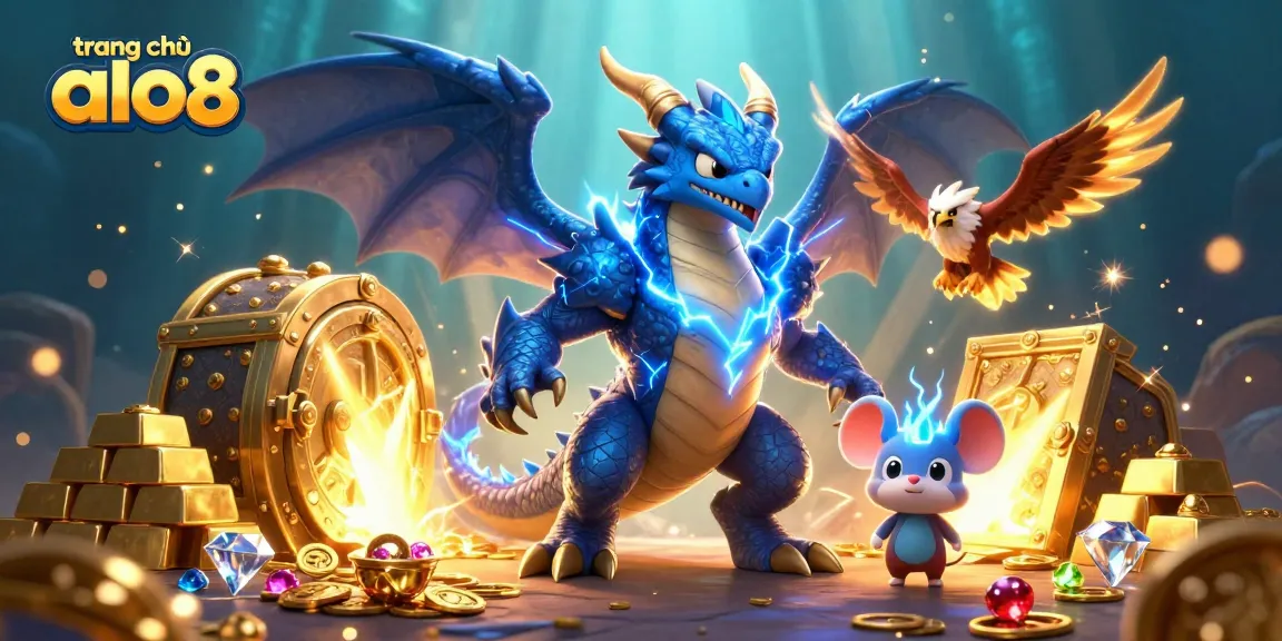 Experience epic gaming action at trang chủ alo8 with vibrant characters and dazzling treasures in a thrilling casino scene.