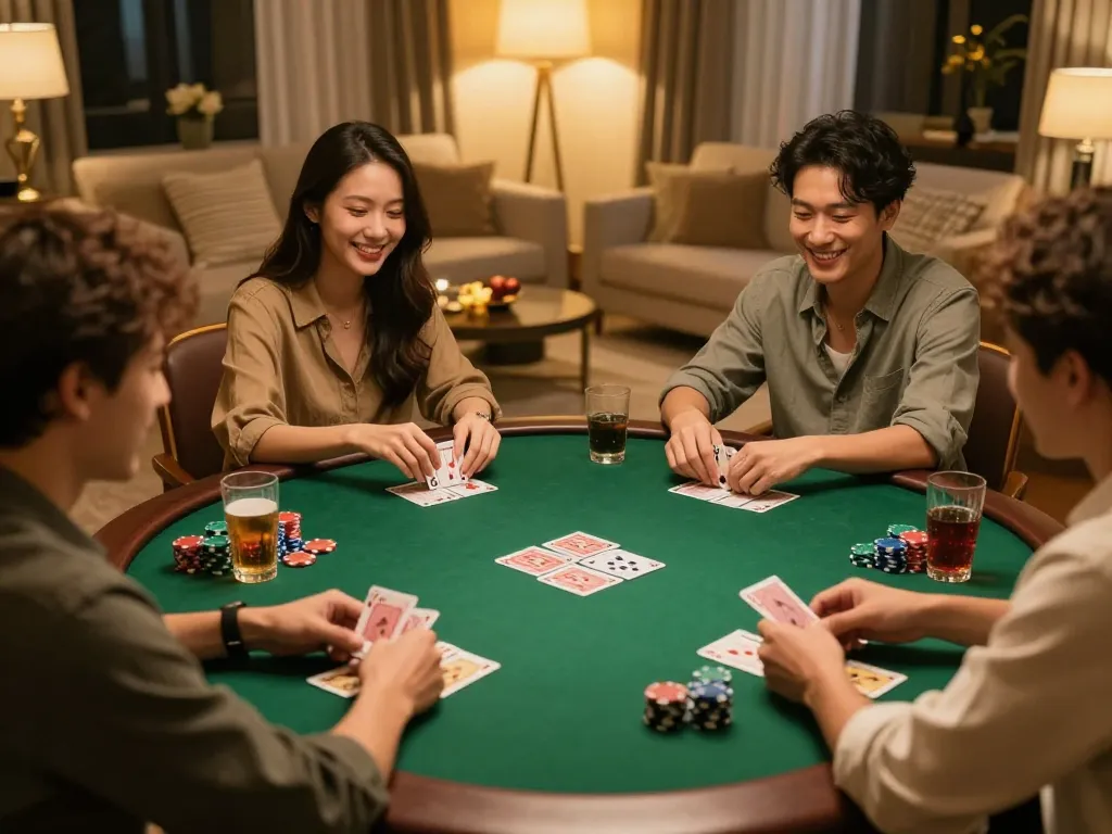 Experience truc tiep bong da hom nay with friends during an engaging poker night at home.