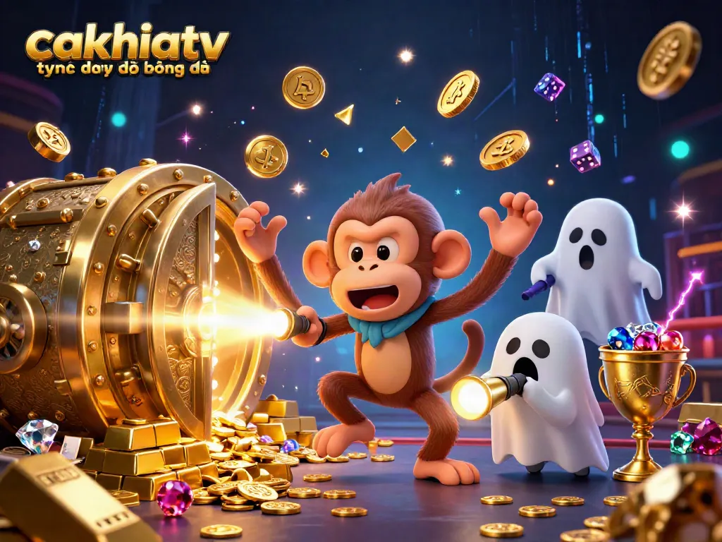 Experience cakhiatv trực tiếp bóng đá with a vibrant illustration of playful characters in a bustling casino.