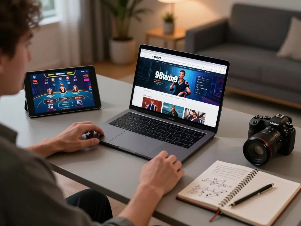 Engaging online gaming experience at 98win9 with a cozy home setup for strategy planning