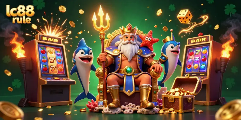 Experience the excitement of lc88 rule at this vibrant online casino scene with sea king Neptune!