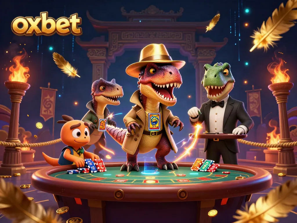 Experience thrilling games at OXBET with a cartoon velociraptor card counter and engaging gameplay.