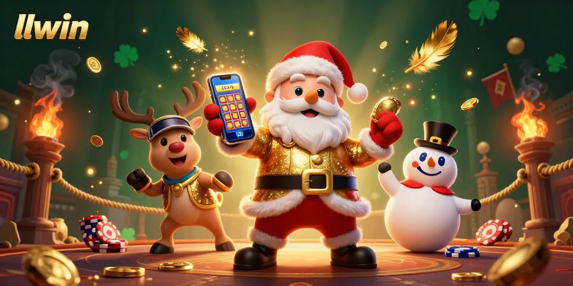 Join the excitement at llwin with Santa and his friends in a vibrant casino scene!